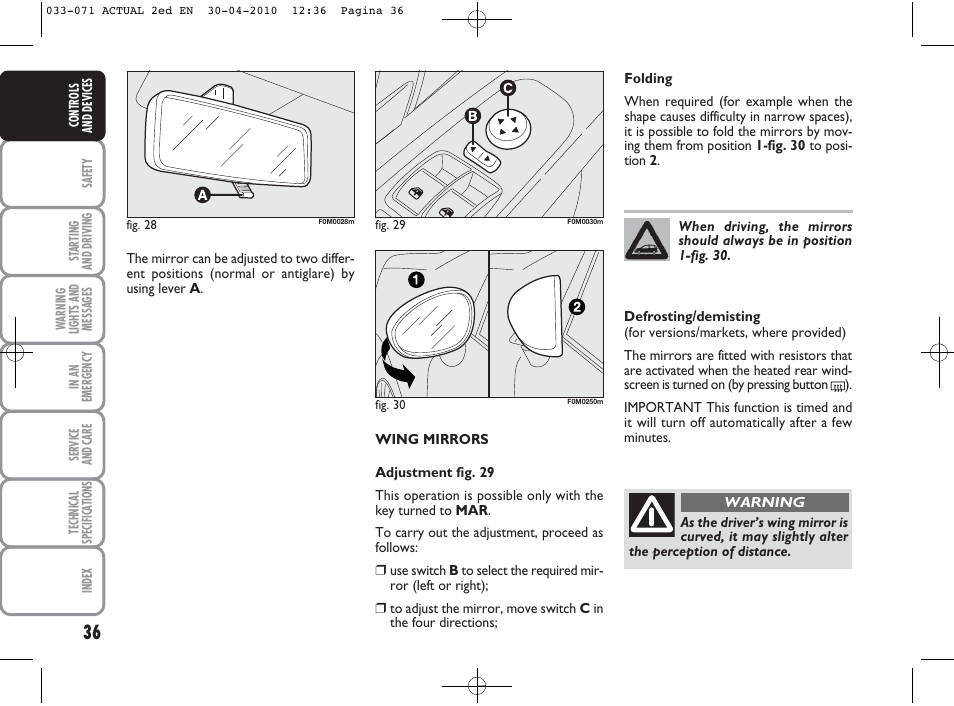 FIAT Grande Punto Actual User Manual | Page 37 / 216