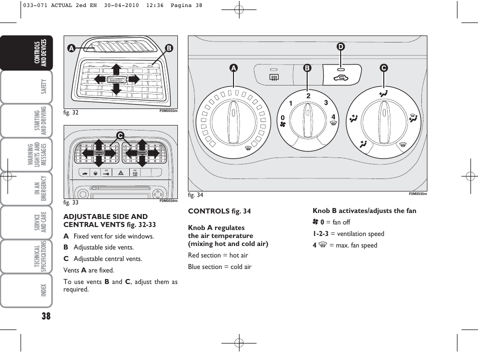 FIAT Grande Punto Actual User Manual | Page 39 / 216