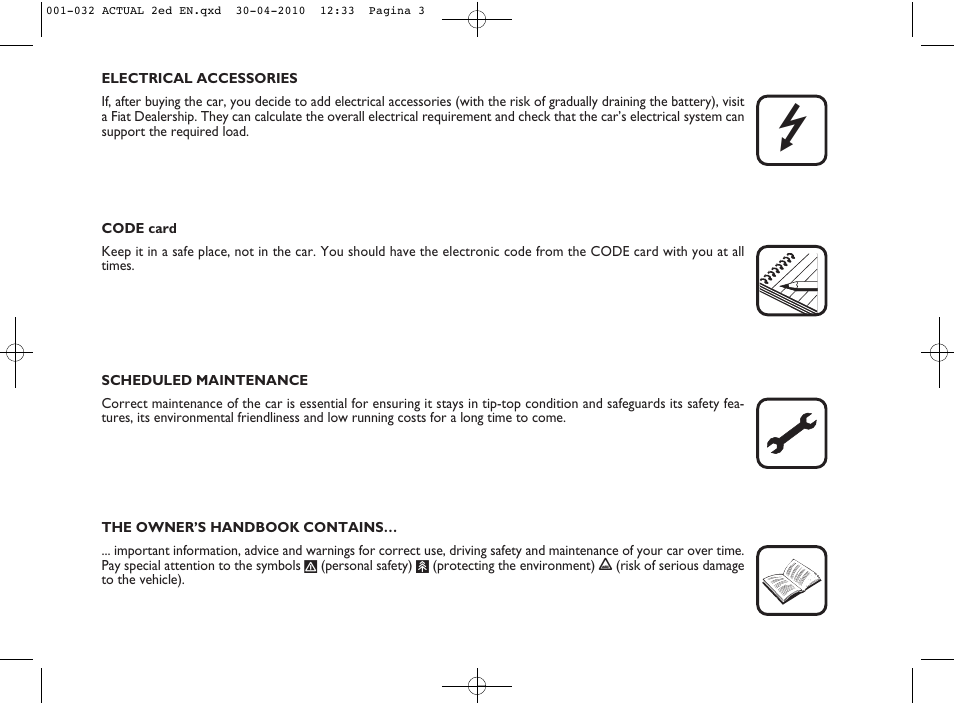 FIAT Grande Punto Actual User Manual | Page 4 / 216