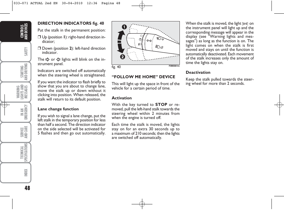 FIAT Grande Punto Actual User Manual | Page 49 / 216