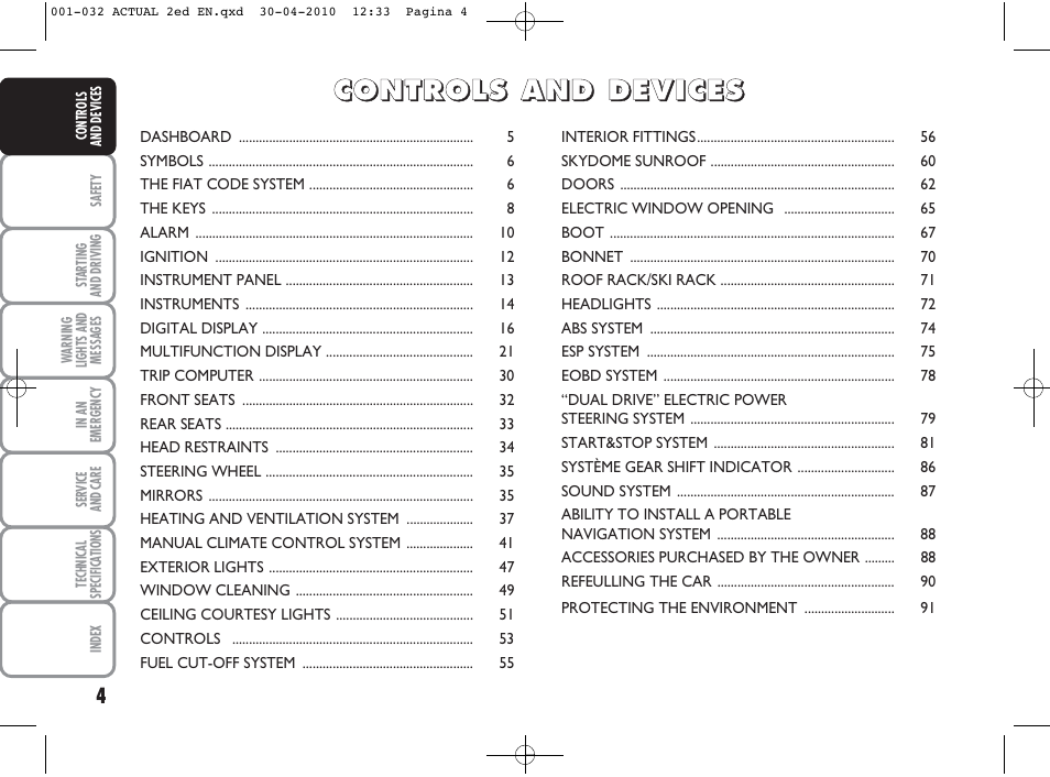 FIAT Grande Punto Actual User Manual | Page 5 / 216