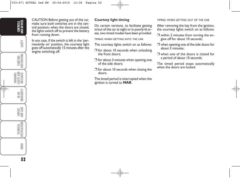 FIAT Grande Punto Actual User Manual | Page 53 / 216