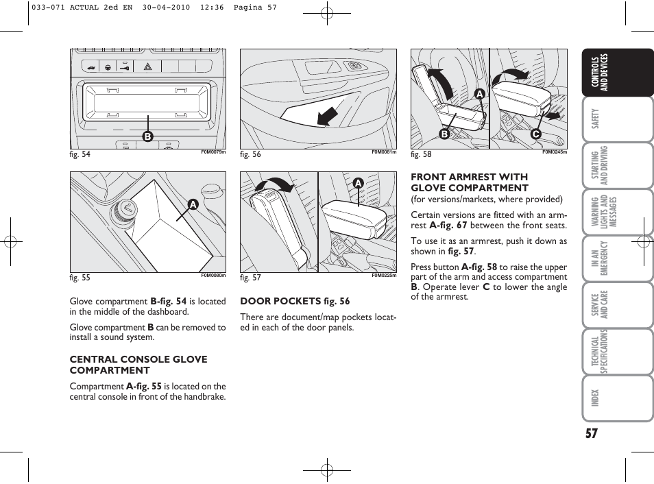 FIAT Grande Punto Actual User Manual | Page 58 / 216