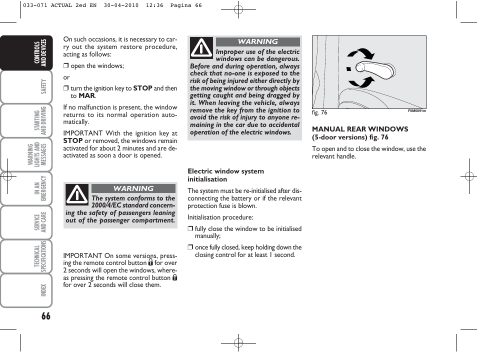 FIAT Grande Punto Actual User Manual | Page 67 / 216