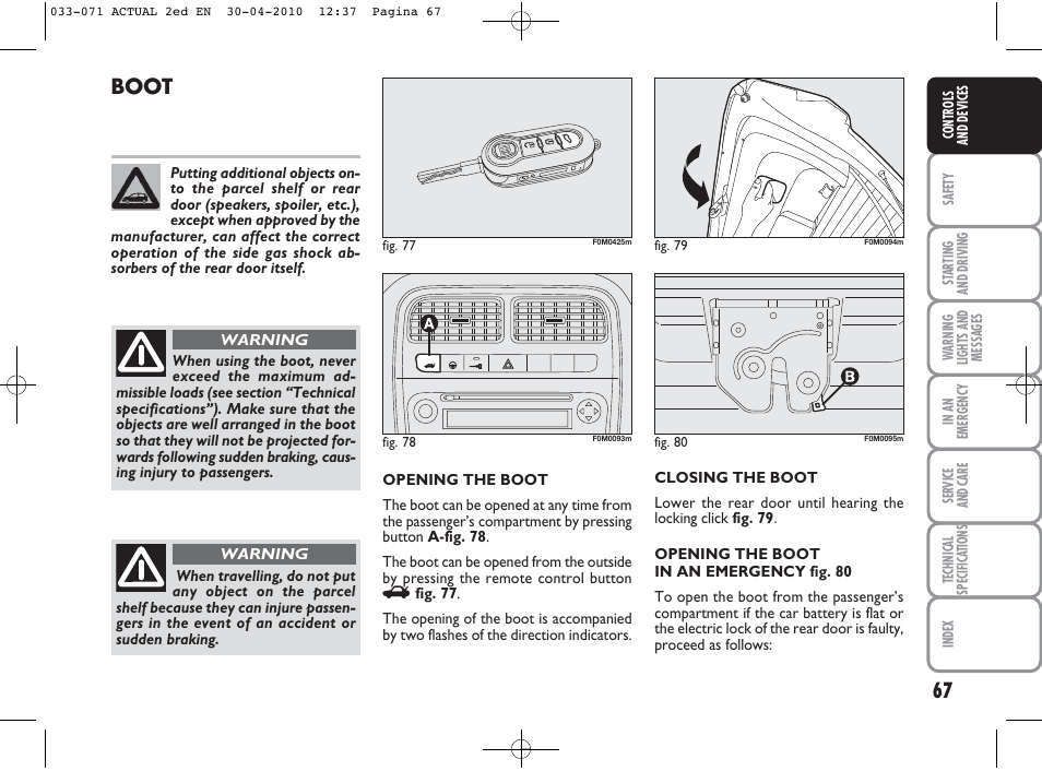 Boot | FIAT Grande Punto Actual User Manual | Page 68 / 216