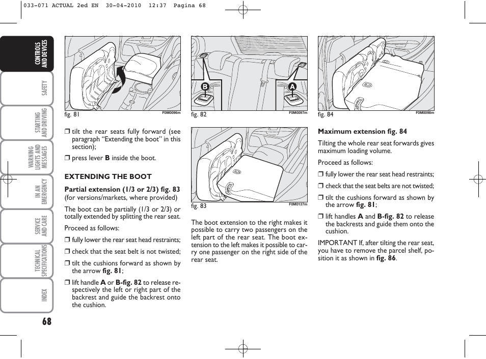 FIAT Grande Punto Actual User Manual | Page 69 / 216