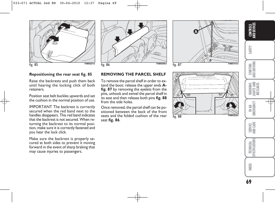 FIAT Grande Punto Actual User Manual | Page 70 / 216