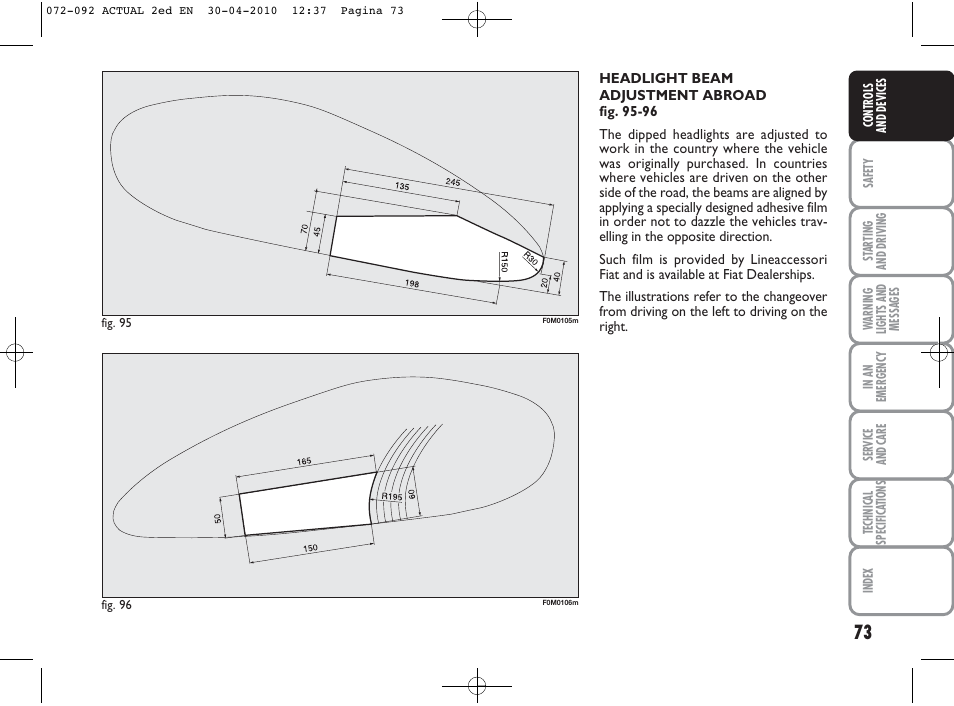 FIAT Grande Punto Actual User Manual | Page 74 / 216