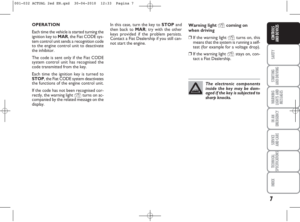 FIAT Grande Punto Actual User Manual | Page 8 / 216