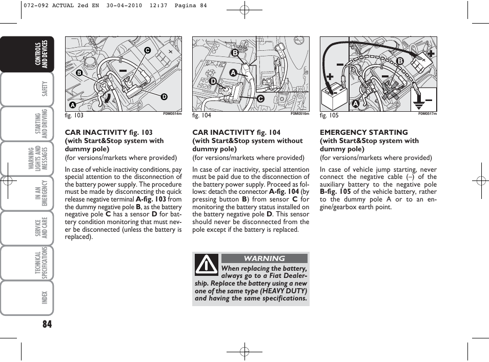 FIAT Grande Punto Actual User Manual | Page 85 / 216