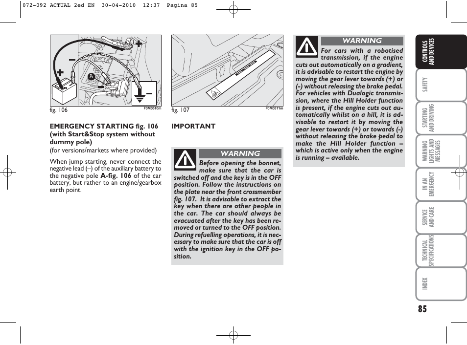 FIAT Grande Punto Actual User Manual | Page 86 / 216