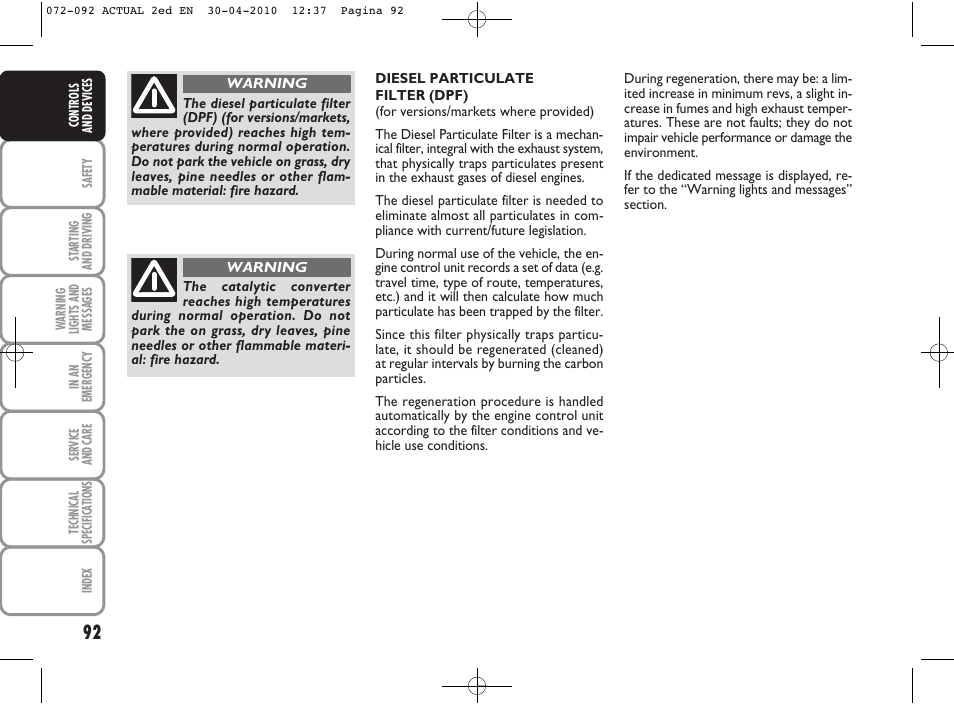 FIAT Grande Punto Actual User Manual | Page 93 / 216