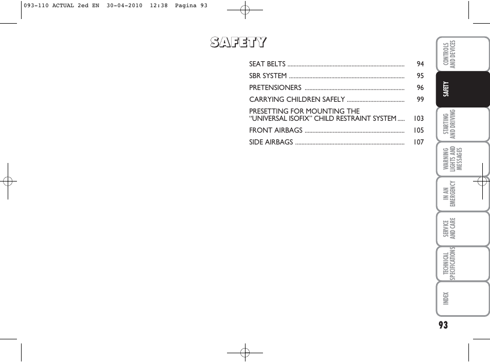 FIAT Grande Punto Actual User Manual | Page 94 / 216