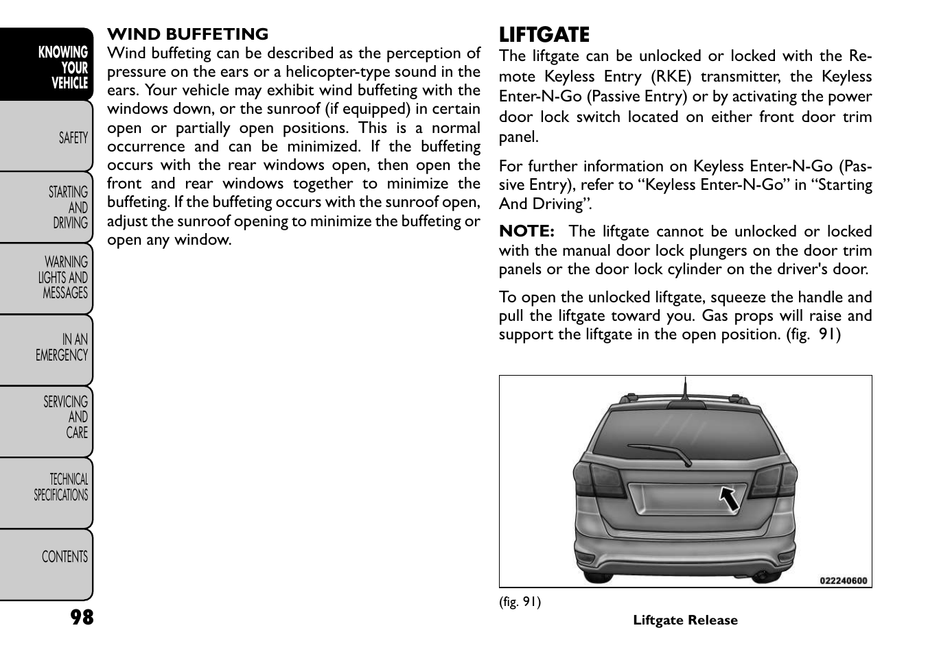 Liftgate | FIAT Freemont User Manual | Page 104 / 266