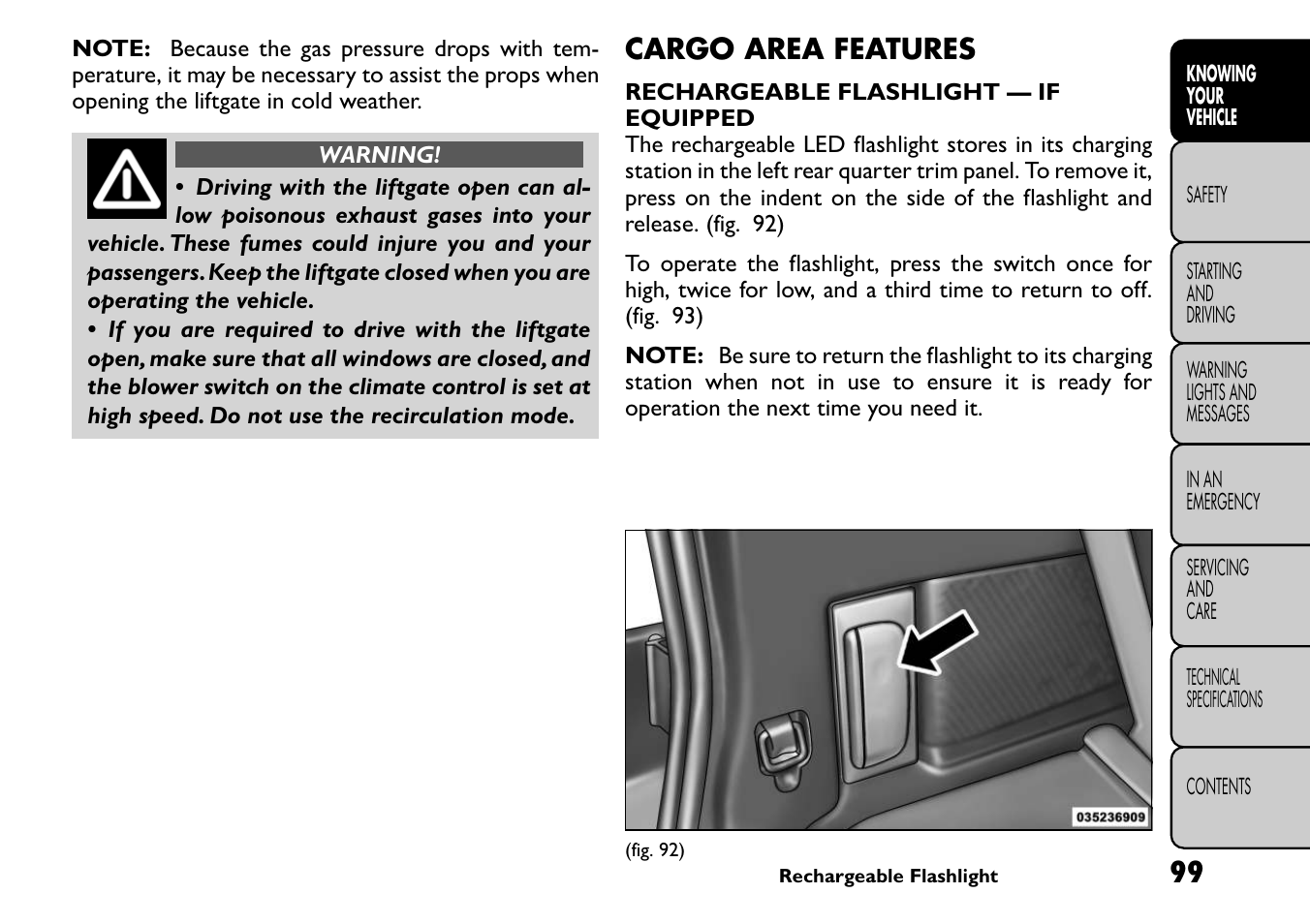 Cargo area features | FIAT Freemont User Manual | Page 105 / 266