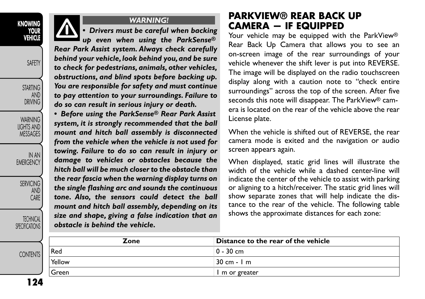 Parkview® rear back up camera — if equipped | FIAT Freemont User Manual | Page 130 / 266