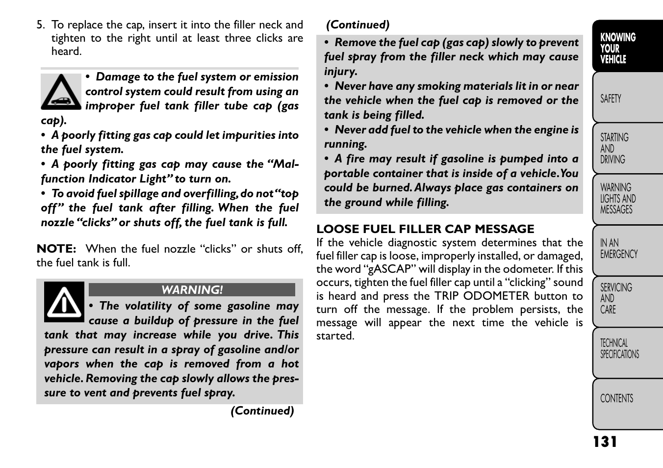 FIAT Freemont User Manual | Page 137 / 266