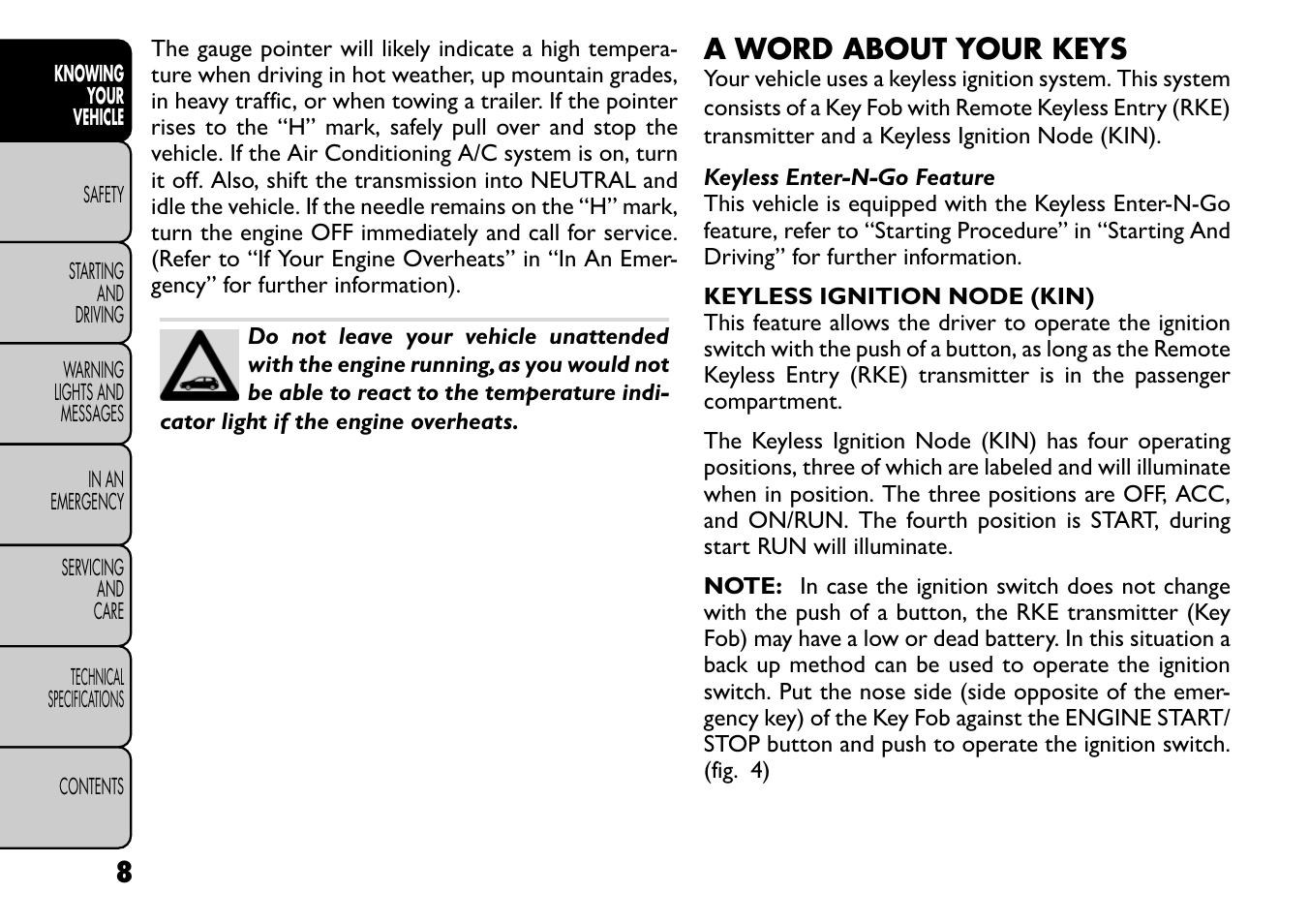 A word about your keys | FIAT Freemont User Manual | Page 14 / 266