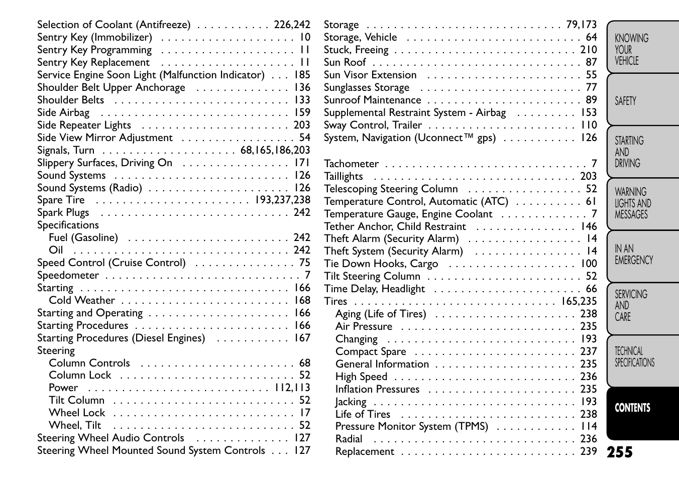 FIAT Freemont User Manual | Page 261 / 266