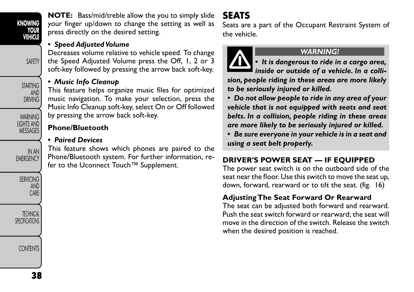 Seats | FIAT Freemont User Manual | Page 44 / 266