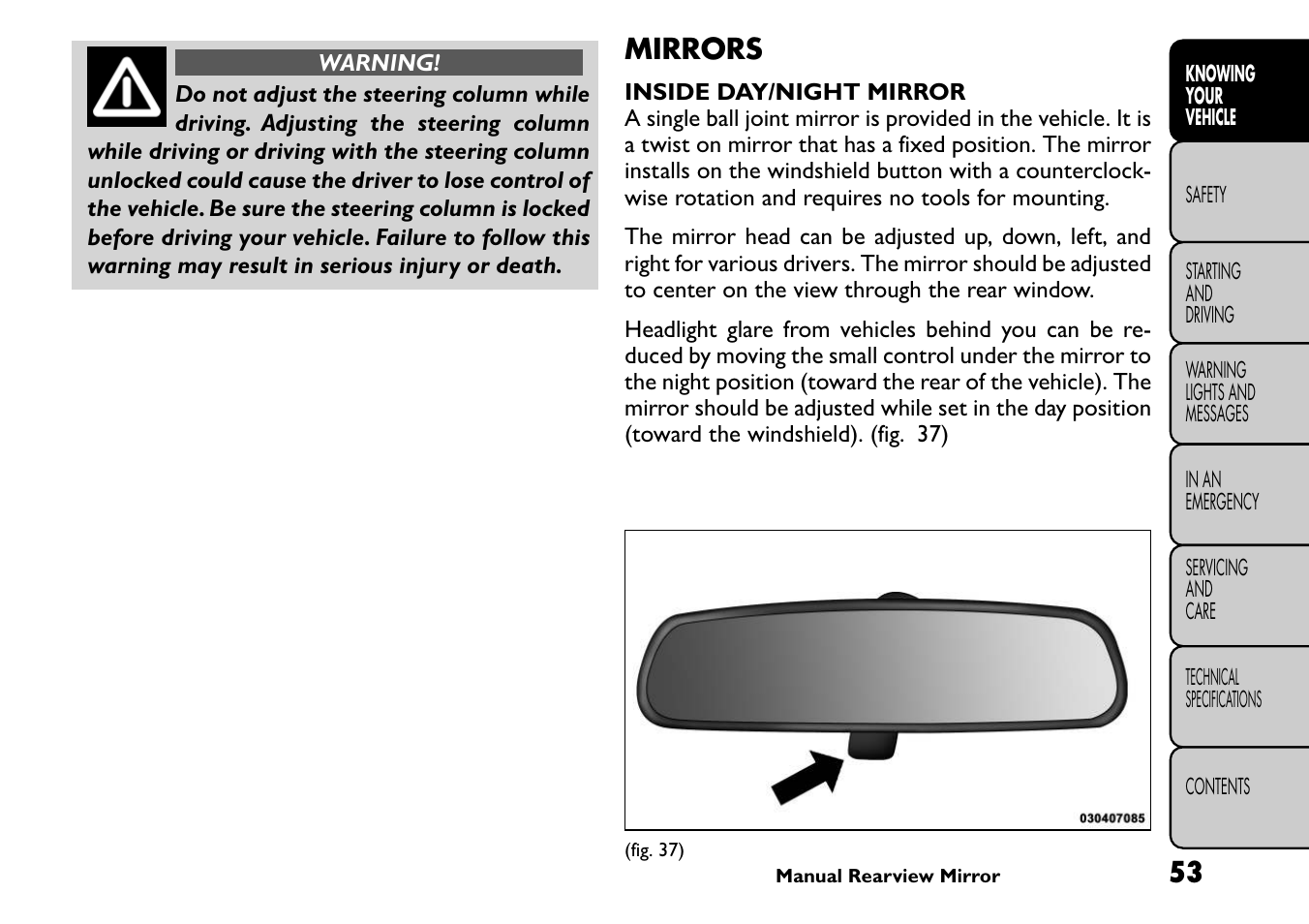 Mirrors | FIAT Freemont User Manual | Page 59 / 266