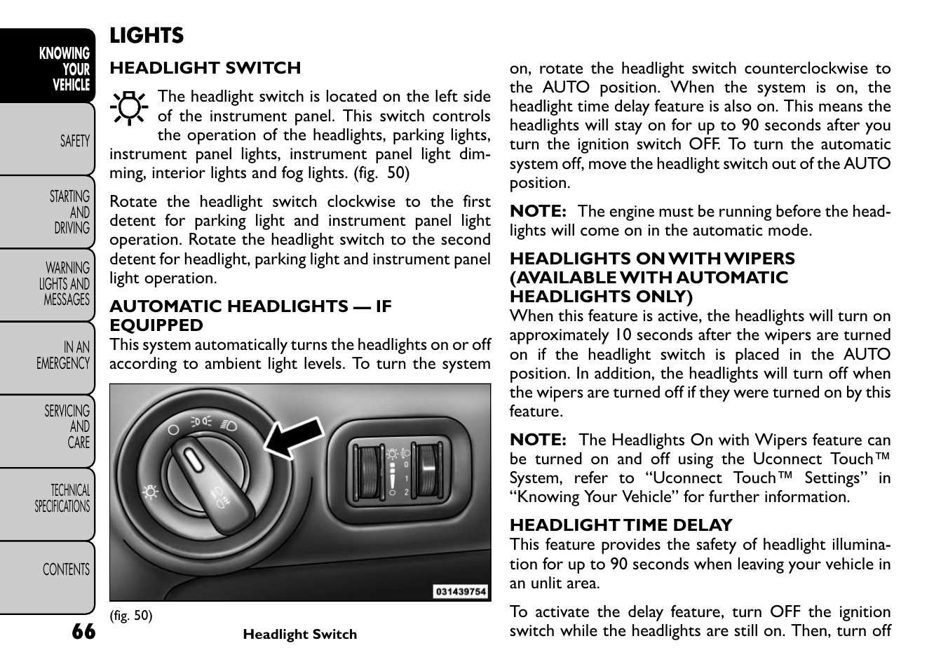 Lights | FIAT Freemont User Manual | Page 72 / 266