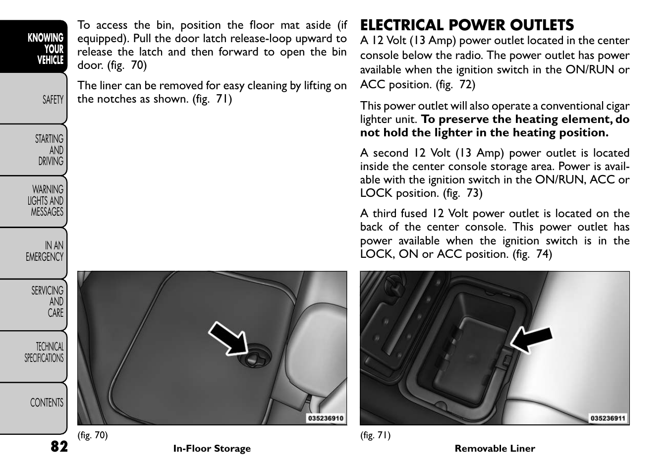 Electrical power outlets | FIAT Freemont User Manual | Page 88 / 266