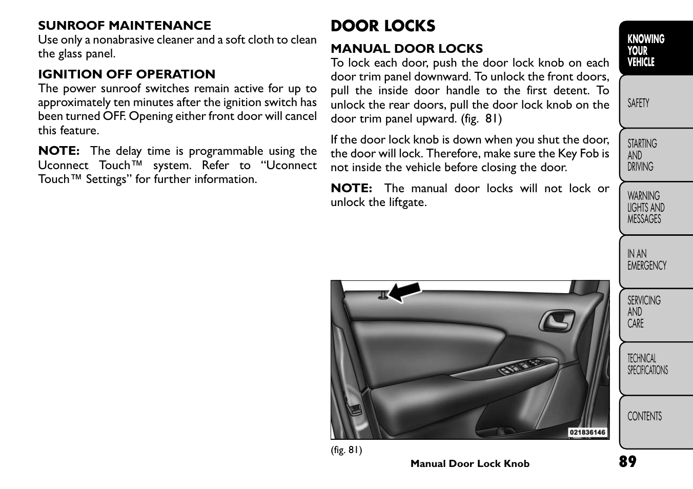 Door locks | FIAT Freemont User Manual | Page 95 / 266