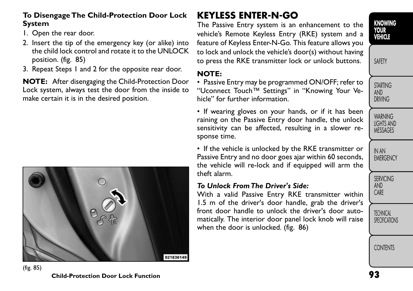 Keyless enter-n-go | FIAT Freemont User Manual | Page 99 / 266