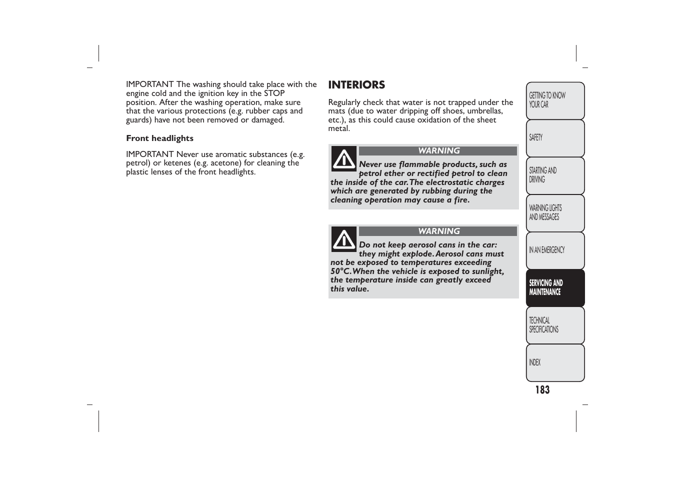 FIAT 500 User Manual | Page 186 / 230