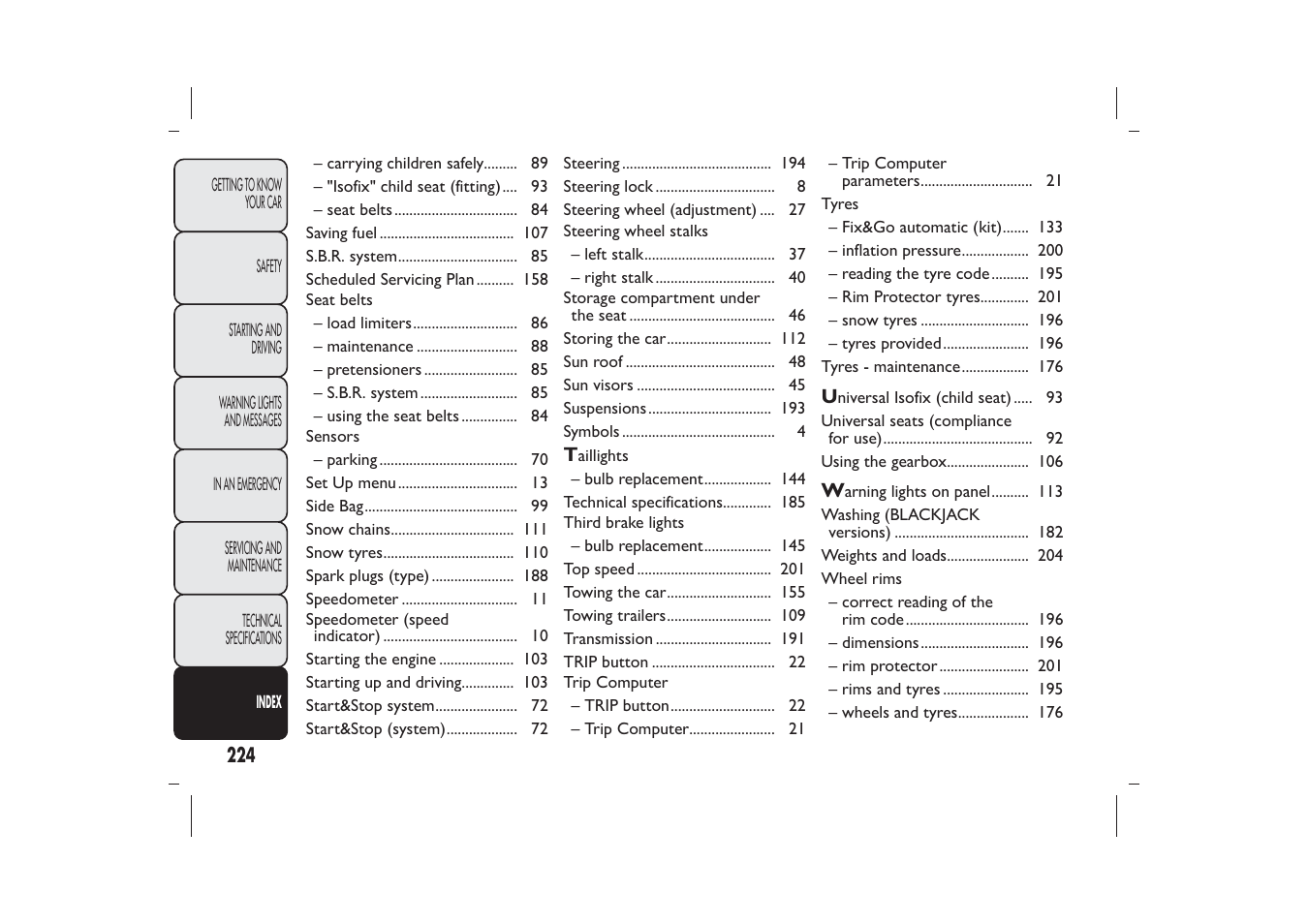 FIAT 500 User Manual | Page 227 / 230