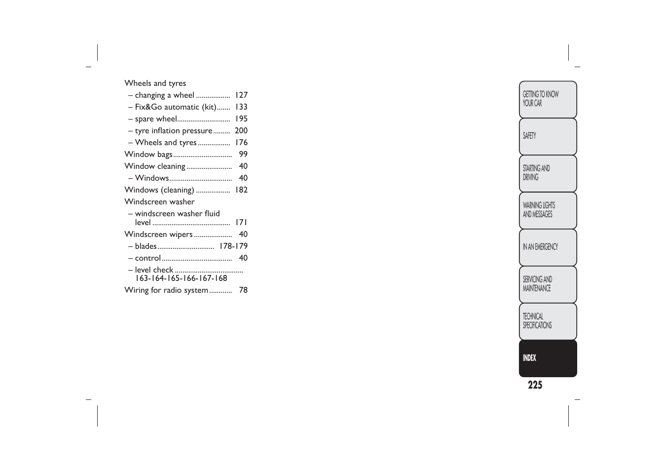 FIAT 500 User Manual | Page 228 / 230