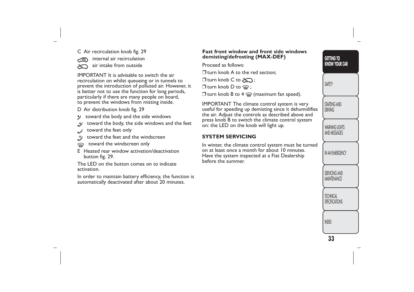 FIAT 500 User Manual | Page 36 / 230