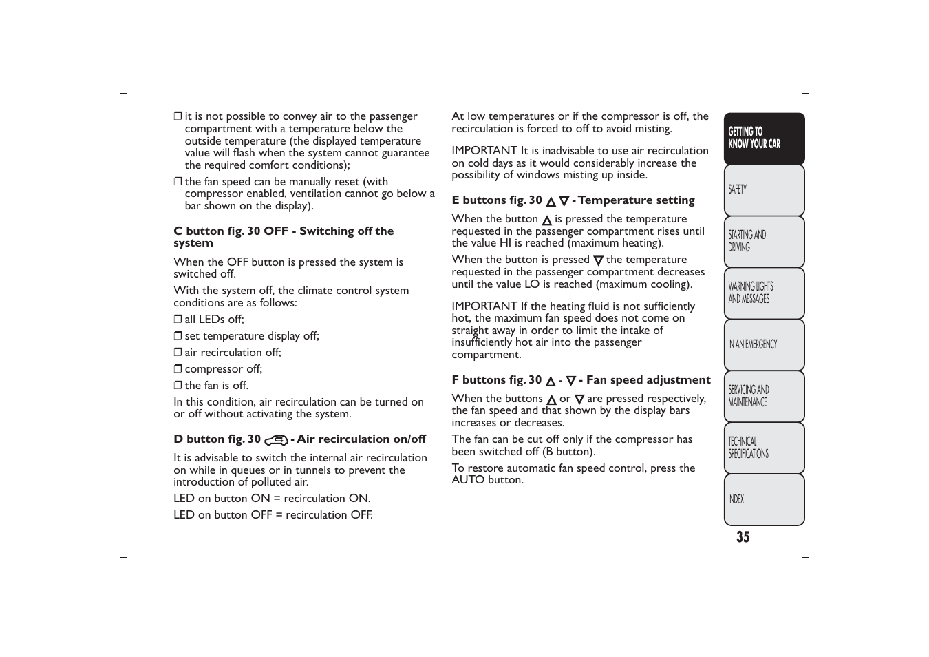 FIAT 500 User Manual | Page 38 / 230