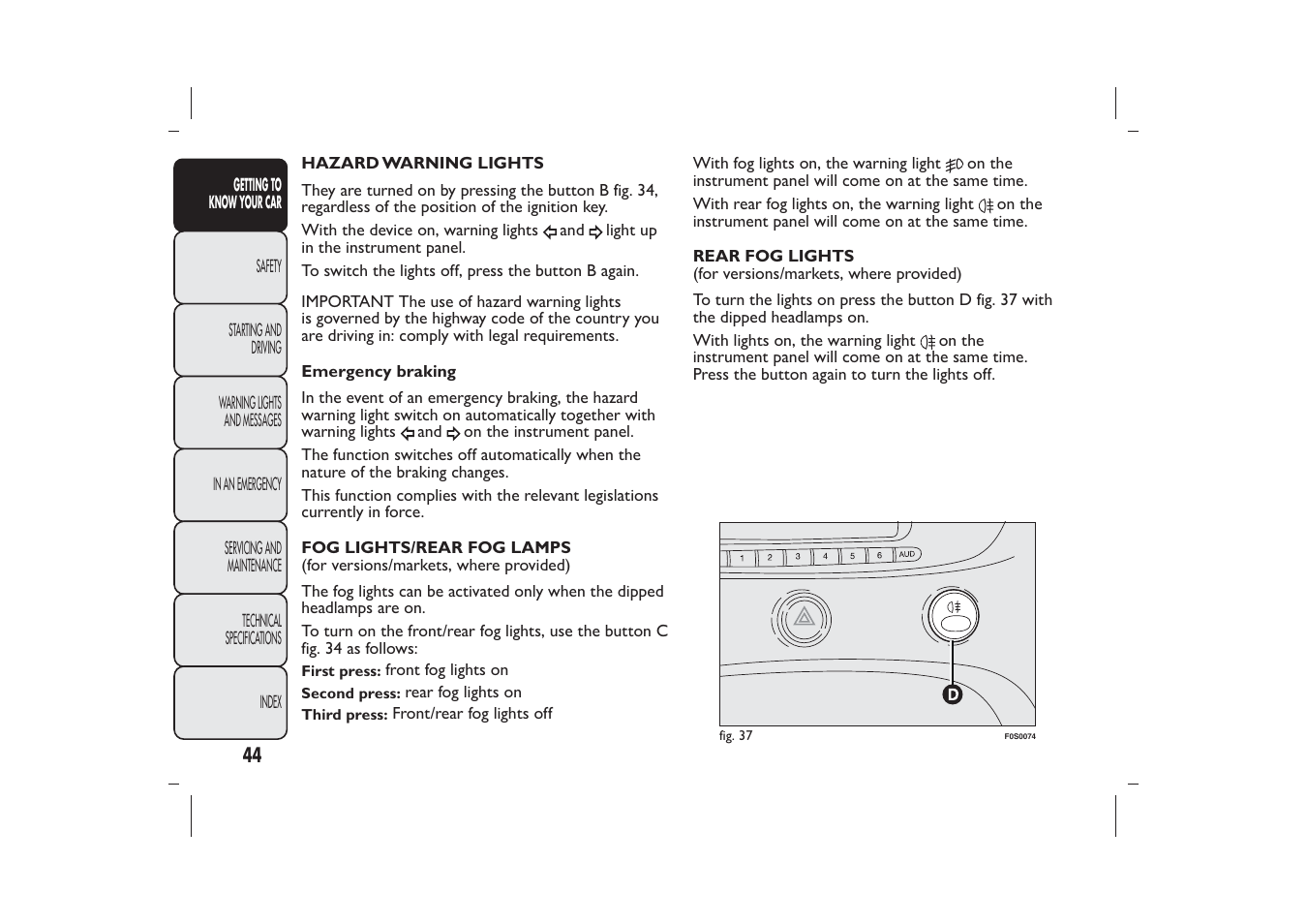 FIAT 500 User Manual | Page 47 / 230