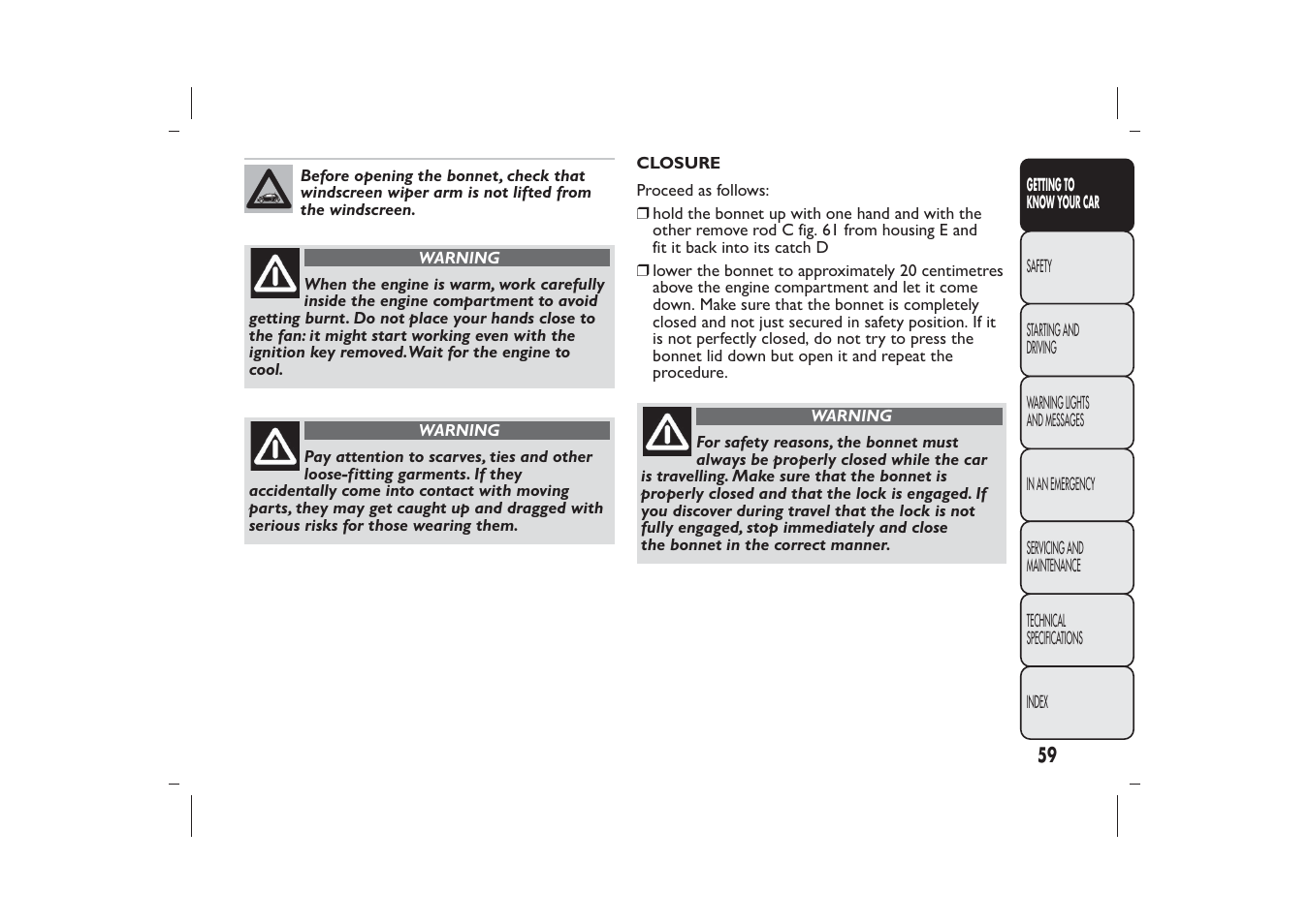 FIAT 500 User Manual | Page 62 / 230