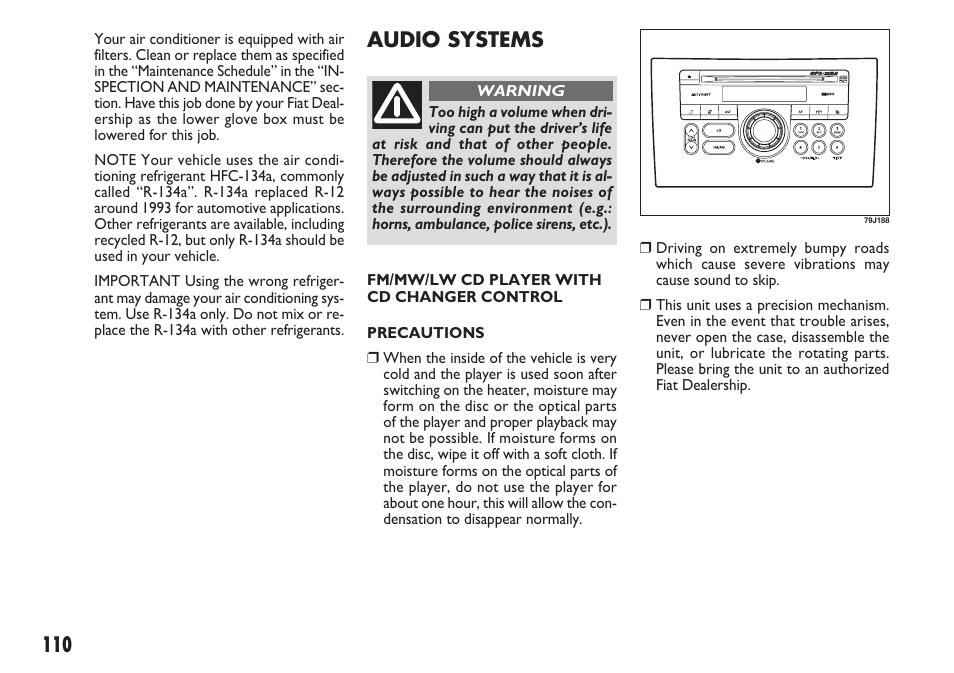 110 audio systems | FIAT Sedici User Manual | Page 111 / 270