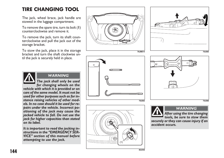 144 tire changing tool | FIAT Sedici User Manual | Page 145 / 270