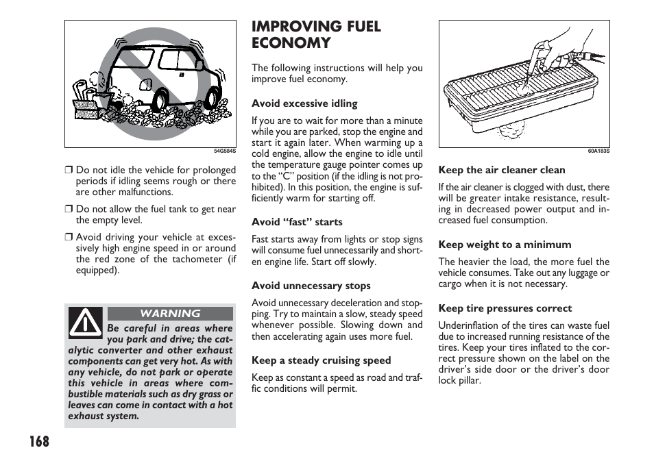 168 improving fuel economy | FIAT Sedici User Manual | Page 169 / 270