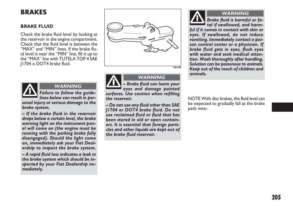 Brakes | FIAT Sedici User Manual | Page 206 / 270