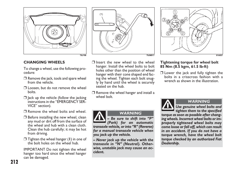 FIAT Sedici User Manual | Page 213 / 270