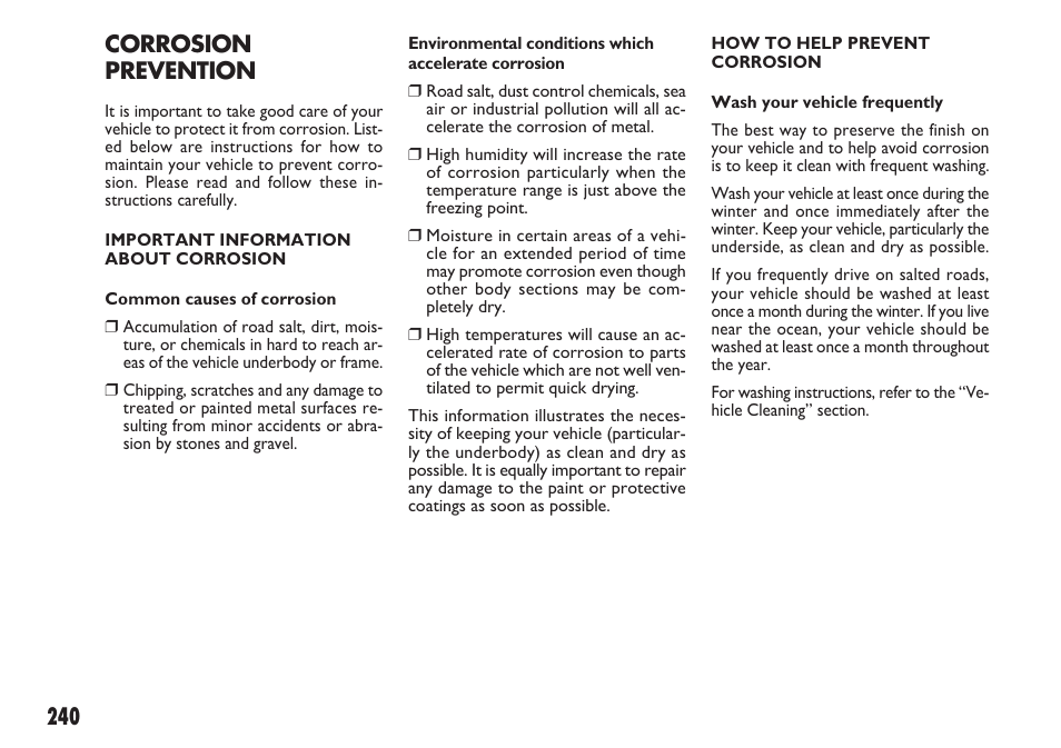 Corrosion prevention | FIAT Sedici User Manual | Page 241 / 270