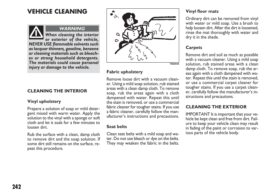 Vehicle cleaning | FIAT Sedici User Manual | Page 243 / 270