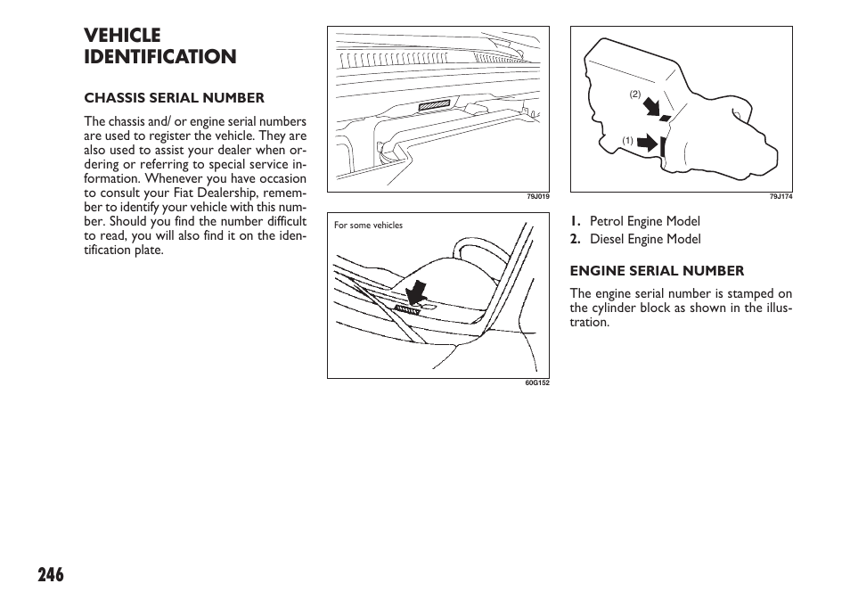 Vehicle identification | FIAT Sedici User Manual | Page 247 / 270