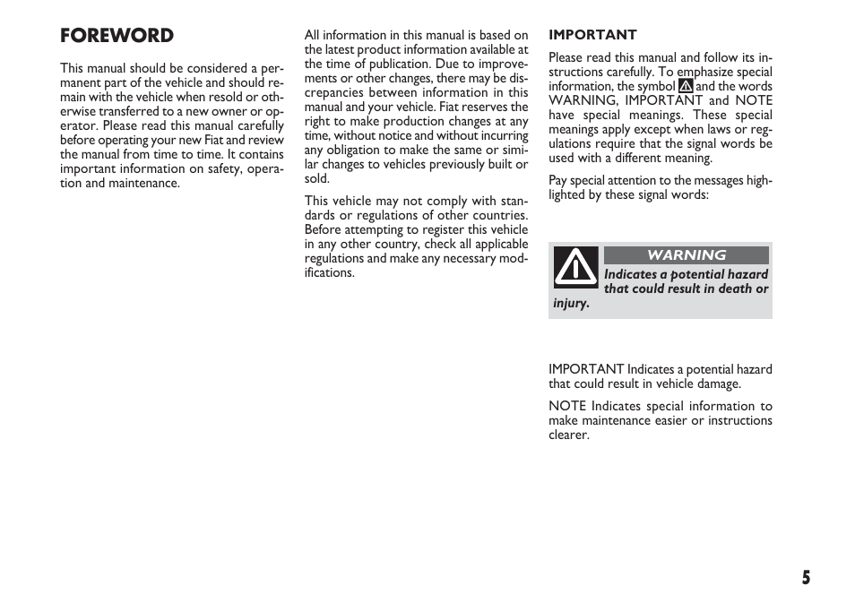 FIAT Sedici User Manual | Page 6 / 270