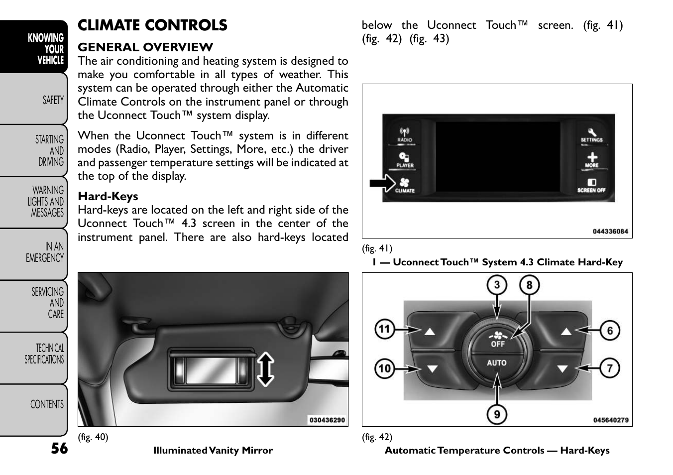 Climate controls | FIAT Freemont User Manual | Page 63 / 267