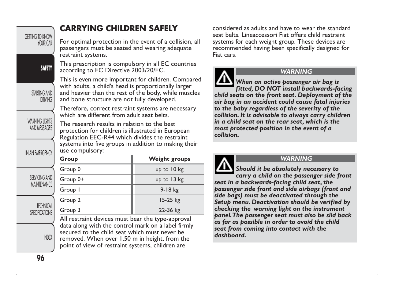 FIAT Panda User Manual | Page 100 / 260