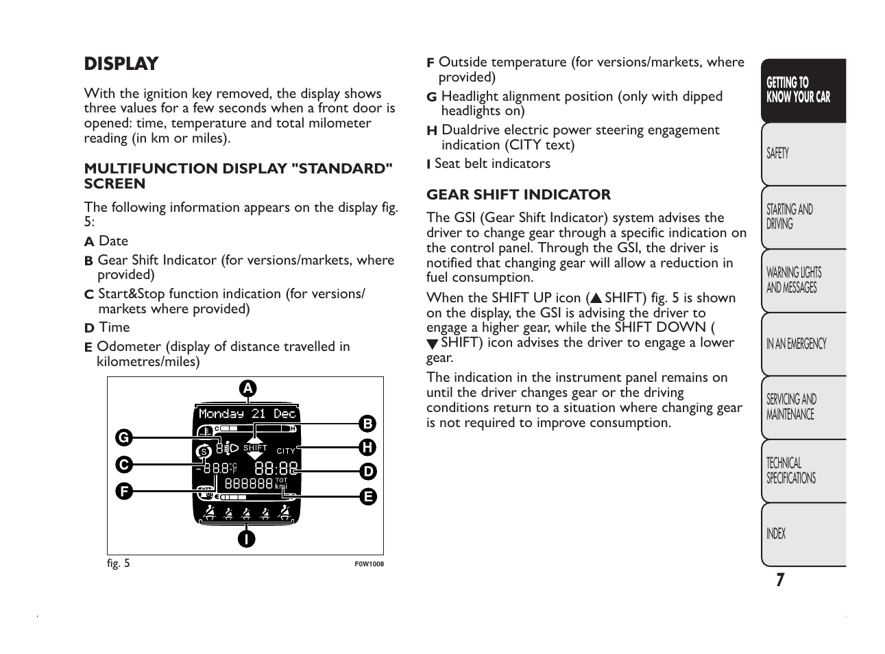 FIAT Panda User Manual | Page 11 / 260