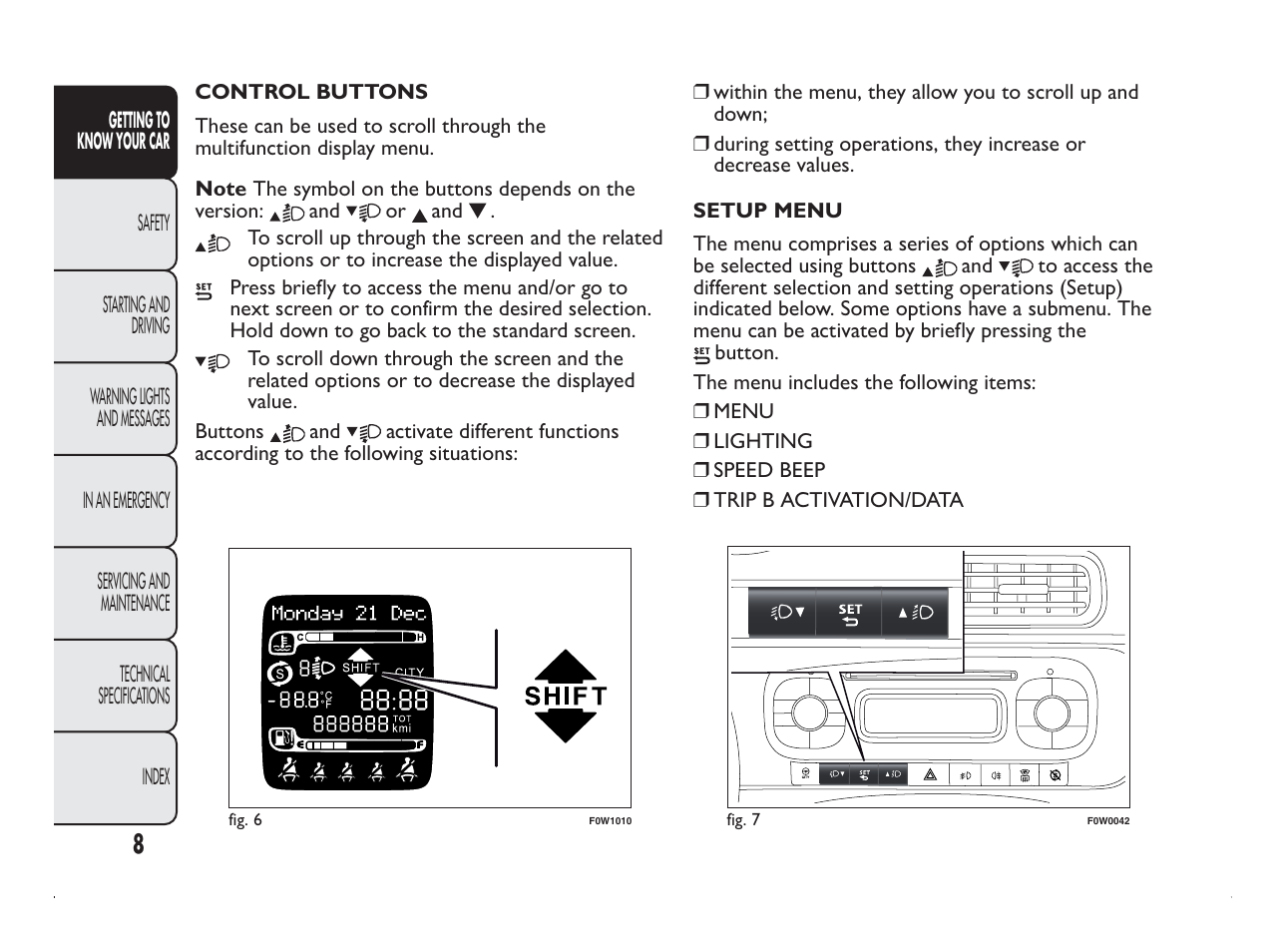 FIAT Panda User Manual | Page 12 / 260