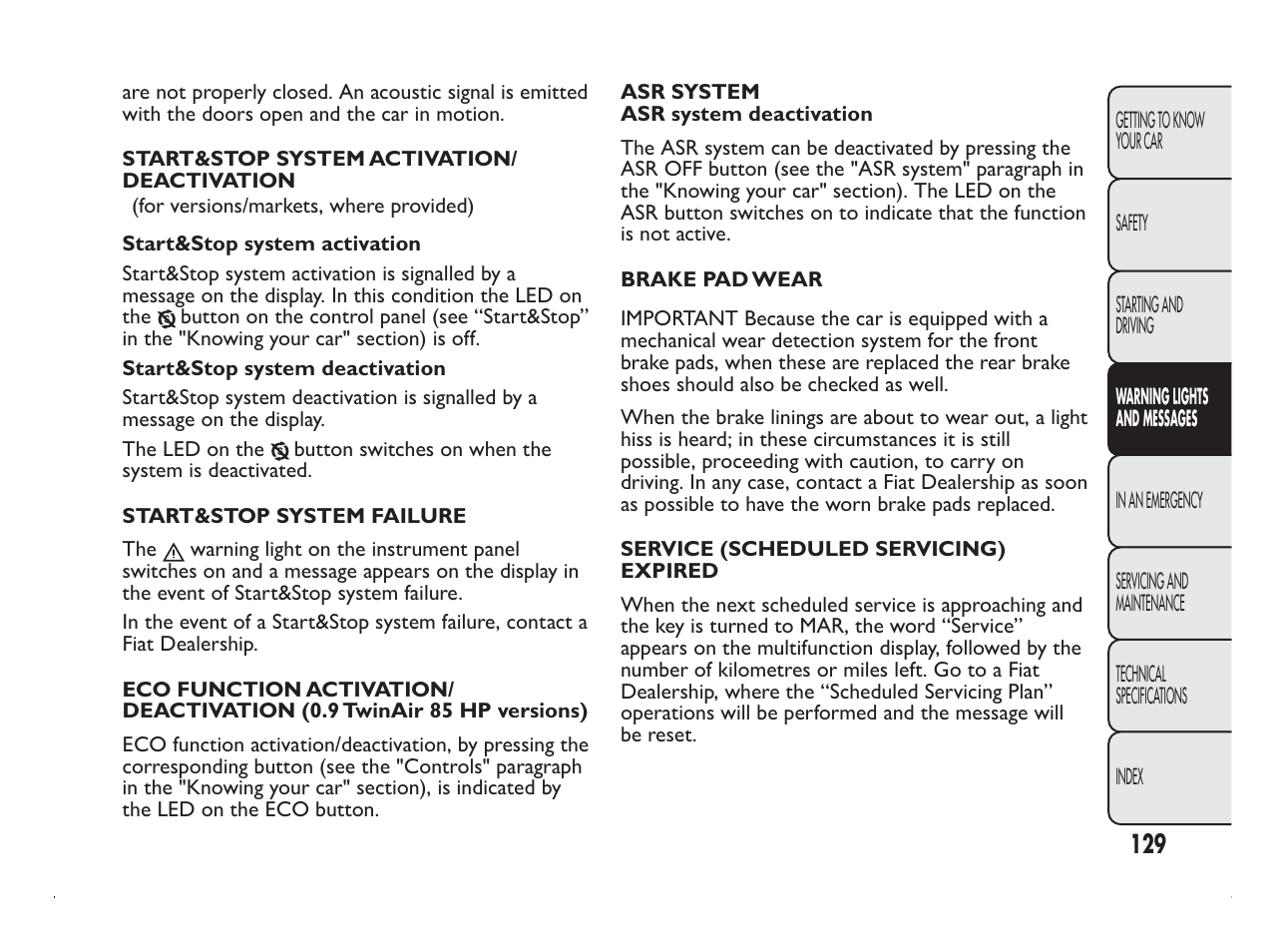 FIAT Panda User Manual | Page 133 / 260